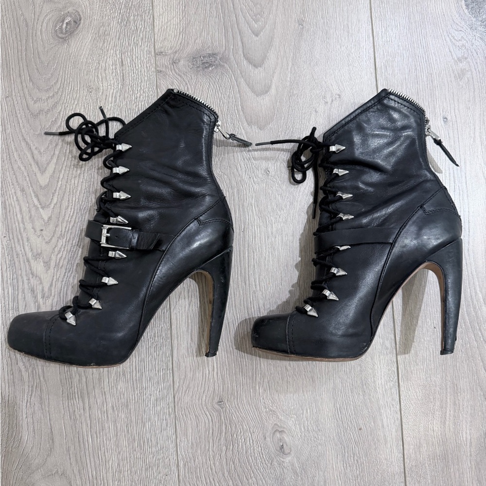 Sam Edelman Black Lace-Up Ankle Booties
